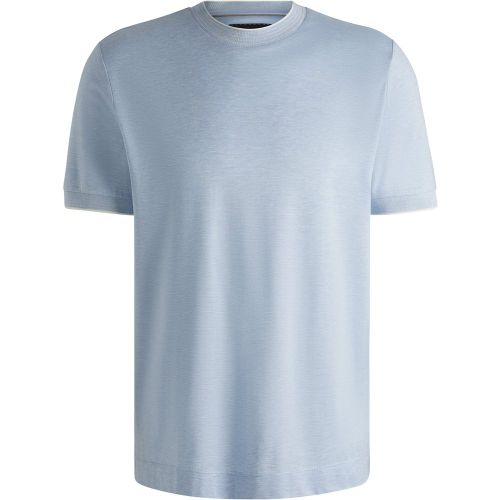 T-shirt en soie et coton à rayures fines - Boss - Modalova