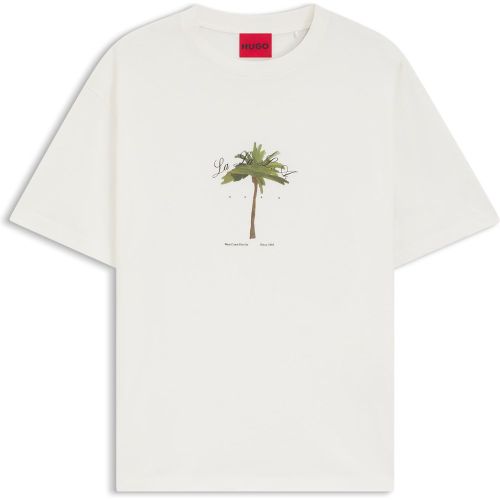 T-shirt en jersey de coton à imprimé palmier - HUGO - Modalova