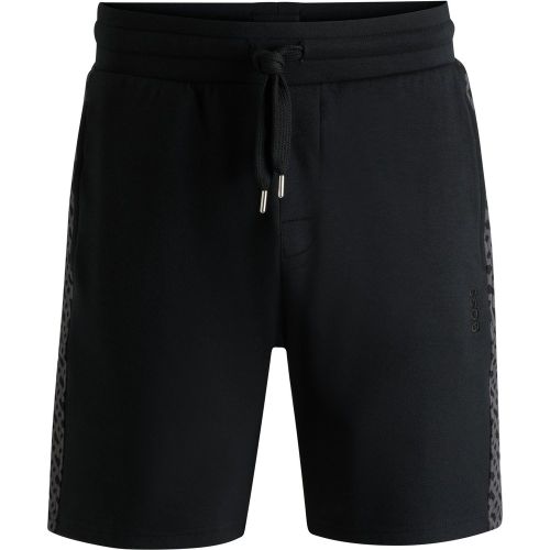 Short en coton mélangé avec empiècements monogrammés - Boss - Modalova