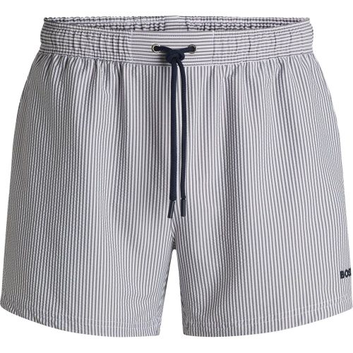 Short de bain en seersucker à rayures - Boss - Modalova