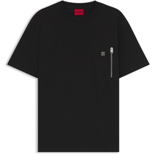 T-shirt en coton interlock à poche zippée - HUGO - Modalova