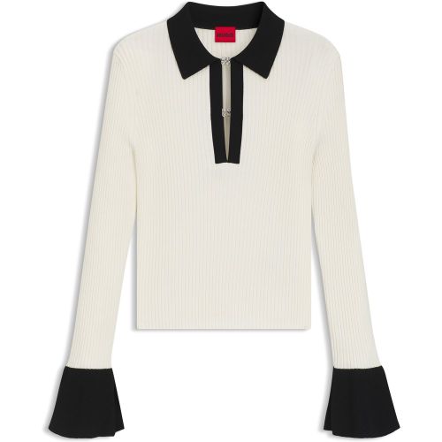 Polo en maille avec patte de boutonnage à logo revisité - HUGO - Modalova