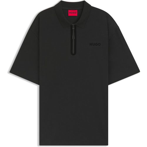 Polo en coton mélangé avec patte zippée - HUGO - Modalova