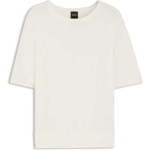 Pull en maille à manches courtes et surpiqûres ajourées - Boss - Modalova