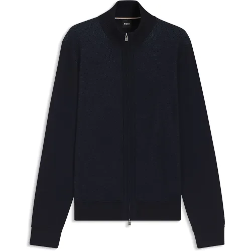 Cardigan zippé en laine vierge - Boss - Modalova