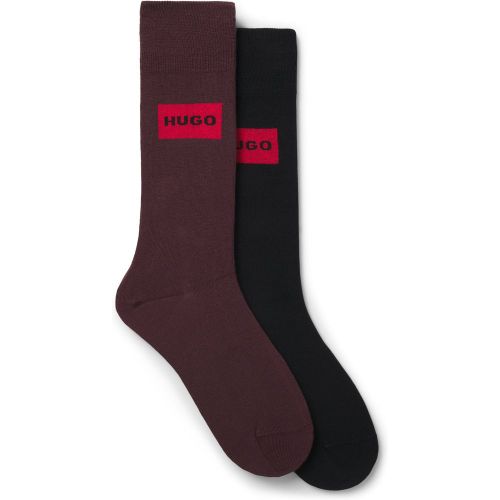 Lot de deux paires de chaussettes mi-hautes avec étiquettes logotées - HUGO - Modalova