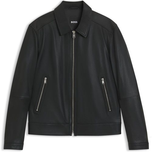 Veste en cuir Regular avec fermeture éclair - Boss - Modalova