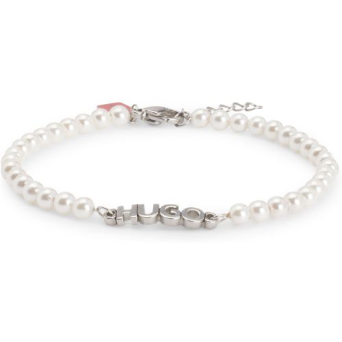 Bracelet de perles avec plaquette logotée métallique - HUGO - Modalova