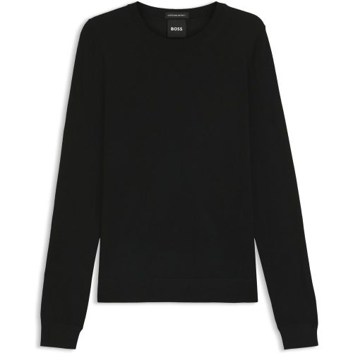 Pull à col rond en fine maille de laine mérinos - Boss - Modalova