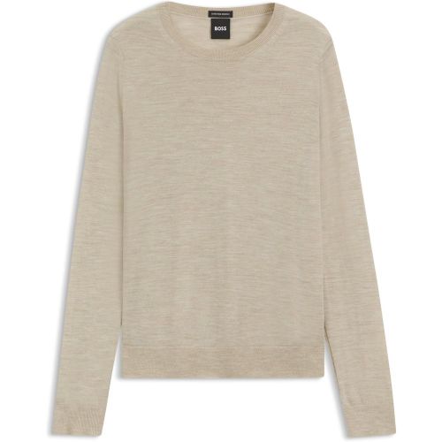 Pull à col rond en fine maille de laine mérinos - Boss - Modalova