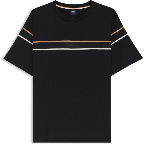 T-shirt en jersey de coton avec finitions bandes - Boss - Modalova