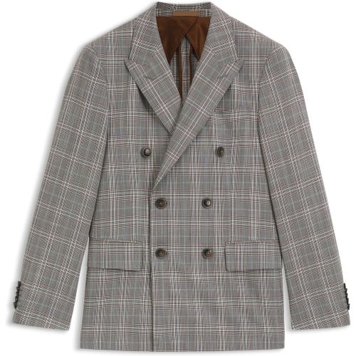 Veste Slim en laine vierge et soie à carreaux - Boss - Modalova