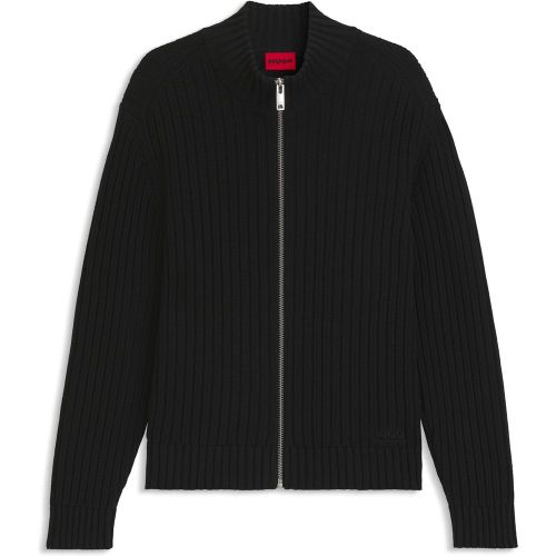 Veste zippée en coton avec maille côtelée - HUGO - Modalova