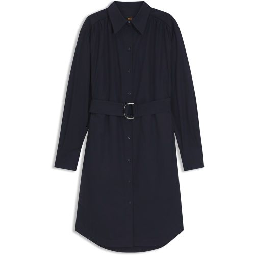 Robe mi-longue en popeline de coton - Boss - Modalova