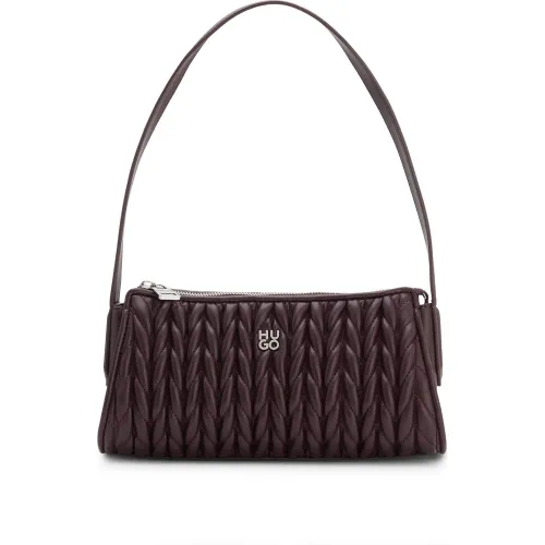 Sac hobo texturé avec finition à logo revisité - HUGO - Modalova