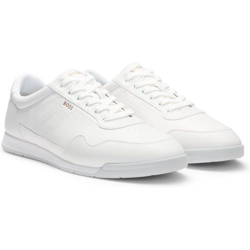 Baskets en cuir avec logo doré - Boss - Modalova