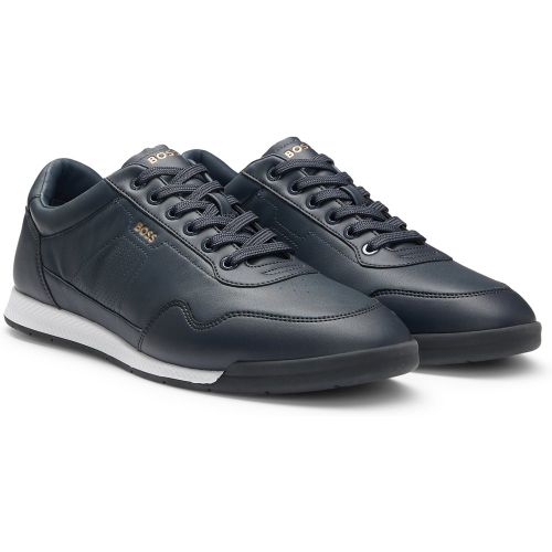 Baskets en cuir nappa avec logo doré - Boss - Modalova