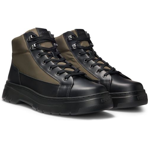 Bottines style chaussures de randonnée avec tige en cuir et tissu - HUGO - Modalova