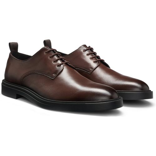 Chaussures derby en cuir à semelle en gomme - Boss - Modalova