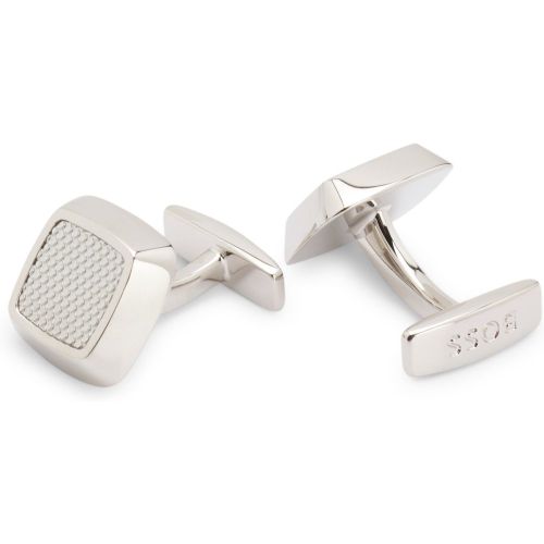 Boutons de manchette carrés avec insert en métal texturé - Boss - Modalova