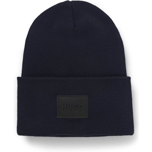 Bonnet en maille de coton avec badge logoté - HUGO - Modalova