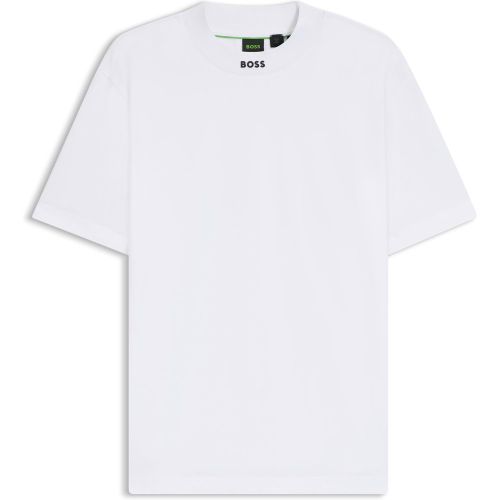 T-shirt Relaxed en coton stretch avec col logoté - Boss - Modalova