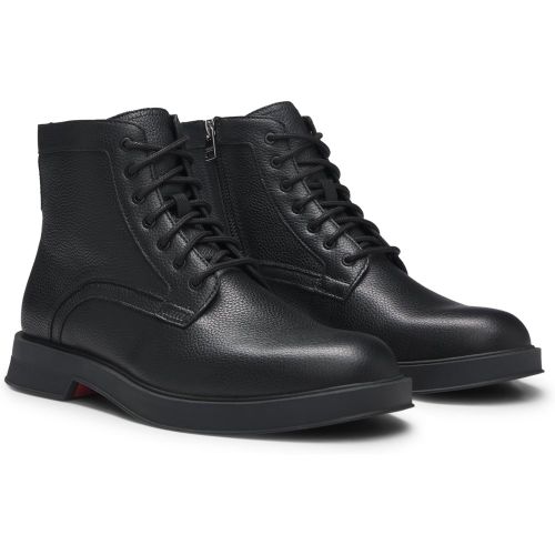 Bottines mi-hautes en cuir grainé avec fermeture éclair latérale - HUGO - Modalova