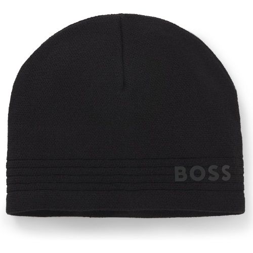 Bonnet en laine mélangée avec logo imprimé en gomme - Boss - Modalova