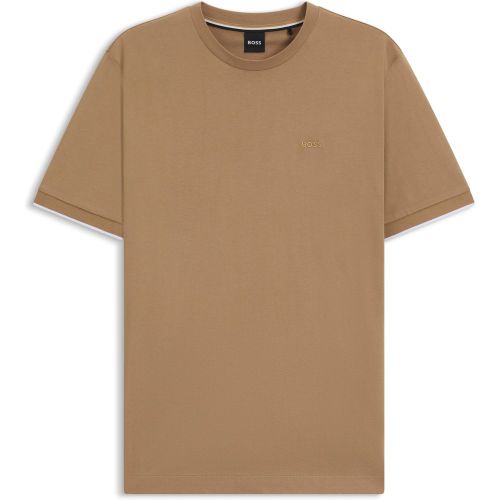 T-shirt en jersey de coton avec liseré sur les manches - Boss - Modalova