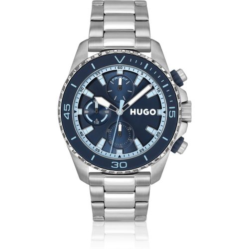 Montre à cadran bleu et bracelet à maillons - HUGO - Modalova