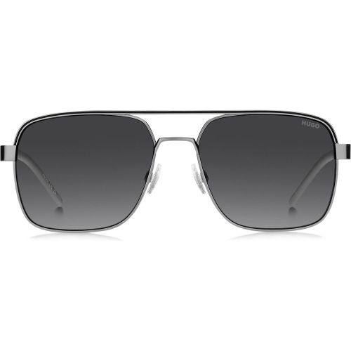 Lunettes de soleil à double pont en acier inoxydable avec logo en gomme - HUGO - Modalova