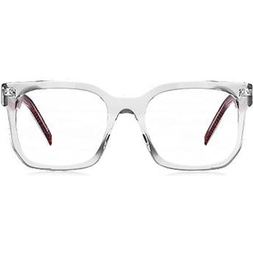 Monture optique en acétate transparent avec branches rouges - HUGO - Modalova