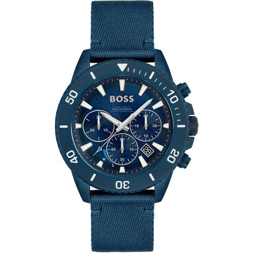 Montre chronographe à cadran bleu et bracelet en tissu - Boss - Modalova
