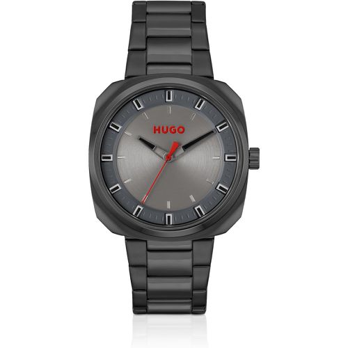 Montre en acier plaqué noir avec bracelet à maillons - HUGO - Modalova