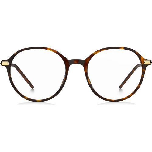 Monture optique ronde en acétate Havana avec branches dorées - Boss - Modalova