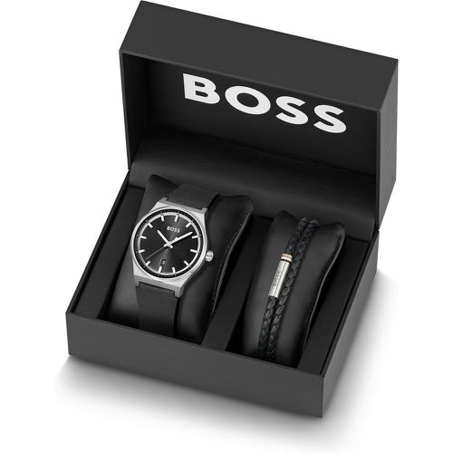 Coffret cadeau avec montre à cadran et bracelet en cuir tressé - Boss - Modalova