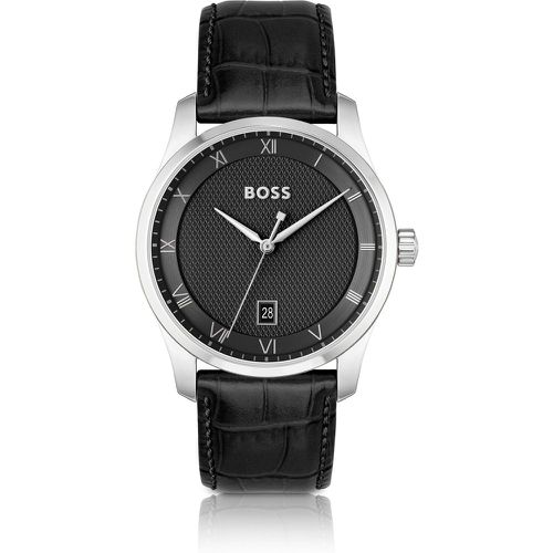 Montre avec bracelet en cuir et cadran à motif - Boss - Modalova