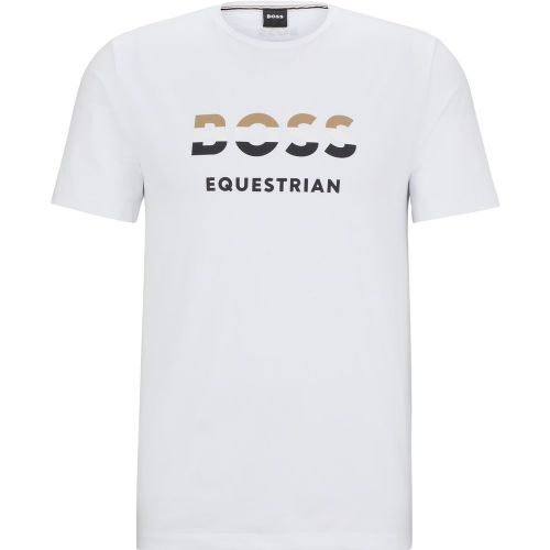 T-shirt d’équitation à manches courtes en coton stretch avec logo - Boss - Modalova