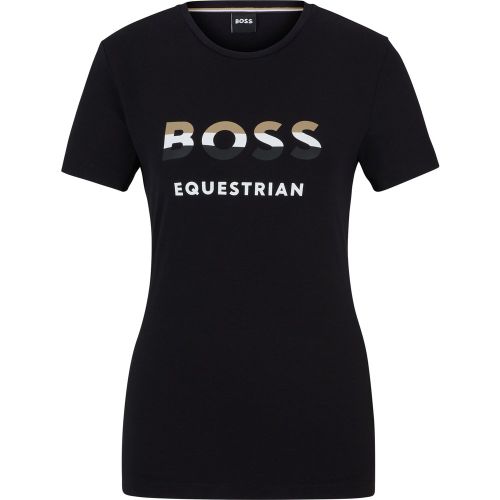 T-shirt d’équitation en coton stretch avec logos - Boss - Modalova