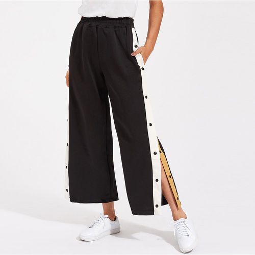 Pantalon bicolore à pressions - SHEIN - Modalova