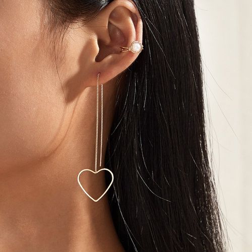 Paire Pendants d'oreilles avec détail de cœur & 1 pièce Clip d'oreille - SHEIN - Modalova