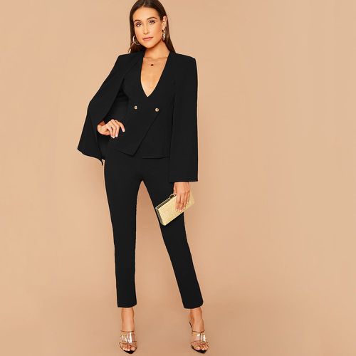 Ensemble pantalon et blazer cape avec boutons - SHEIN - Modalova