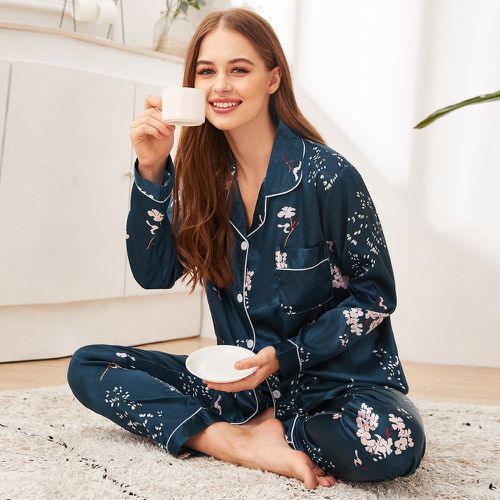 Ensemble de pyjama en satin à imprimé floral - SHEIN - Modalova