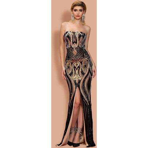 Robe bustier fendue à sequins - SHEIN - Modalova