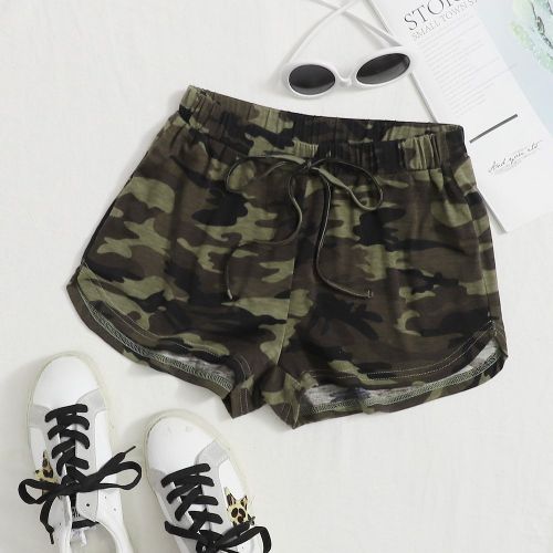 Short à imprimé camouflage avec nœud - SHEIN - Modalova