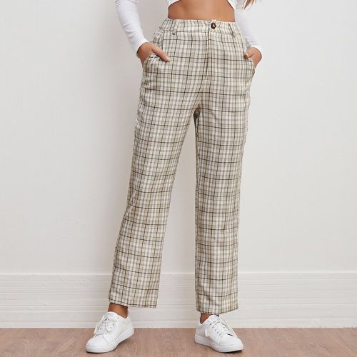 Pantalon à carreaux avec zip et poches - SHEIN - Modalova
