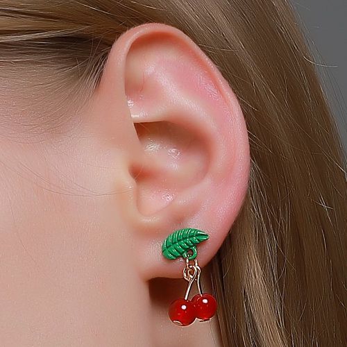 Boucles d'oreilles design cerise - SHEIN - Modalova