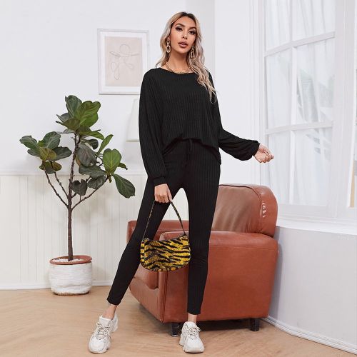 Ensemble legging avec nœud et top en tricot côtelé - SHEIN - Modalova