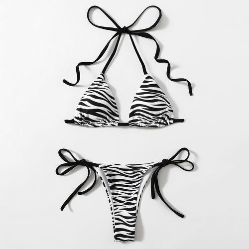 Bikini avec rayures zébrées et nœud - SHEIN - Modalova