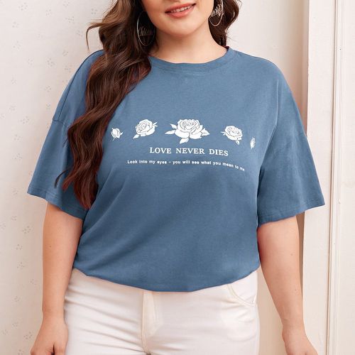 T-shirt fleuri avec imprimé slogan - SHEIN - Modalova